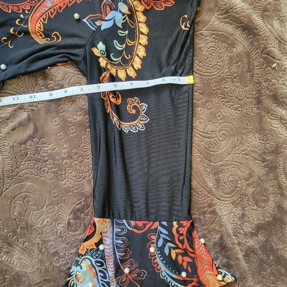 'Shein' Plus Size Floral Print Beaded Pearl Bell Sleeve Maxi Dress, Women's Plus - Picture 16 of 16